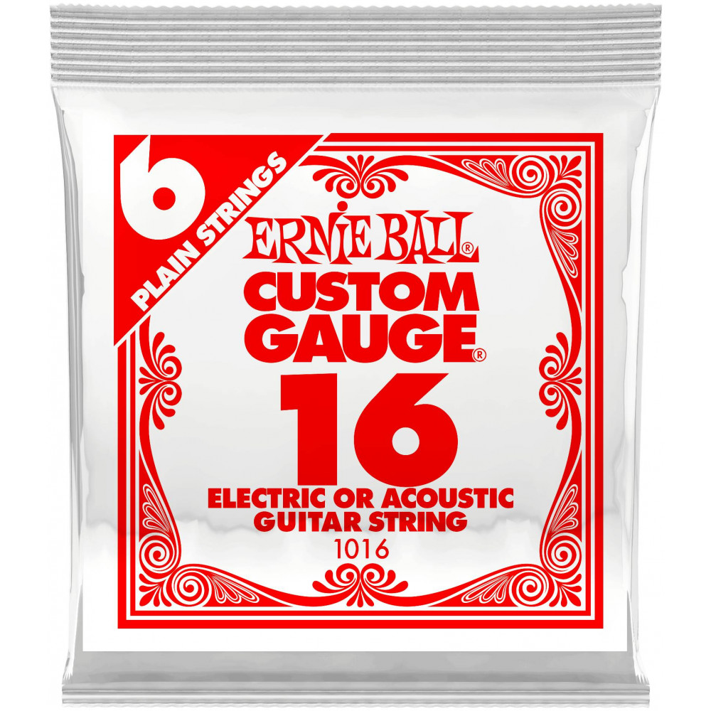 ERNIE BALL 1016 Plain Steel .016 - Струна одиночная для акустической и электрогитары
