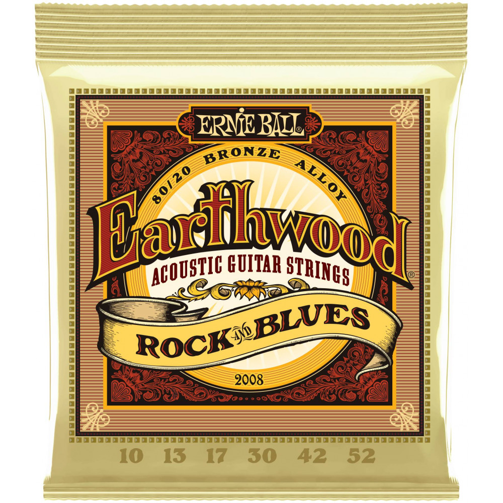Струны для акустической гитары ERNIE BALL 2008 Earthwood 80/20 Bronze Rock&Blues 10-52