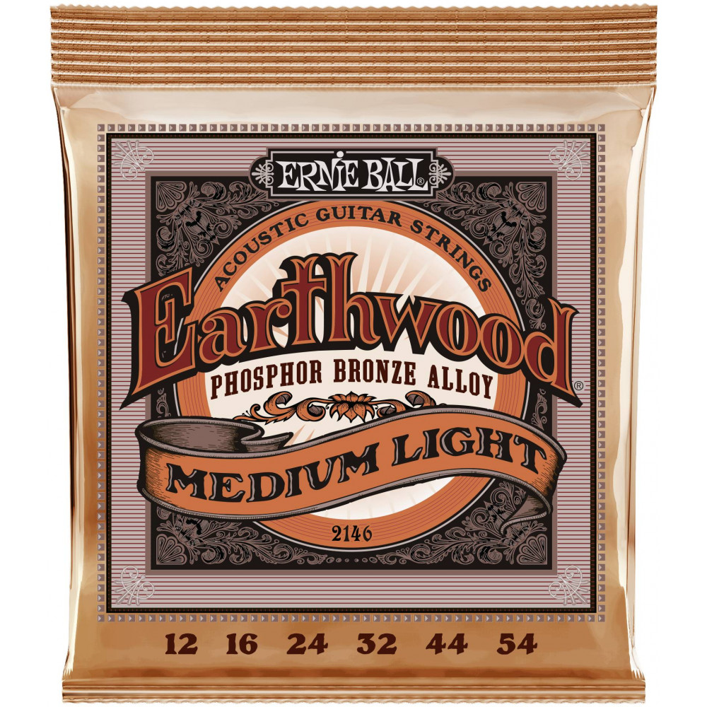 Струны для акустической гитары ERNIE BALL 2146 Earthwood Phosphor Bronze Medium Light 12-54