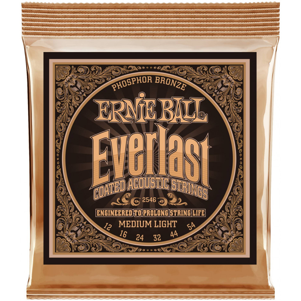 Струны для акустической гитары ERNIE BALL 2546 Everlast Coated Phosphor Bronze Medium Light 12-54