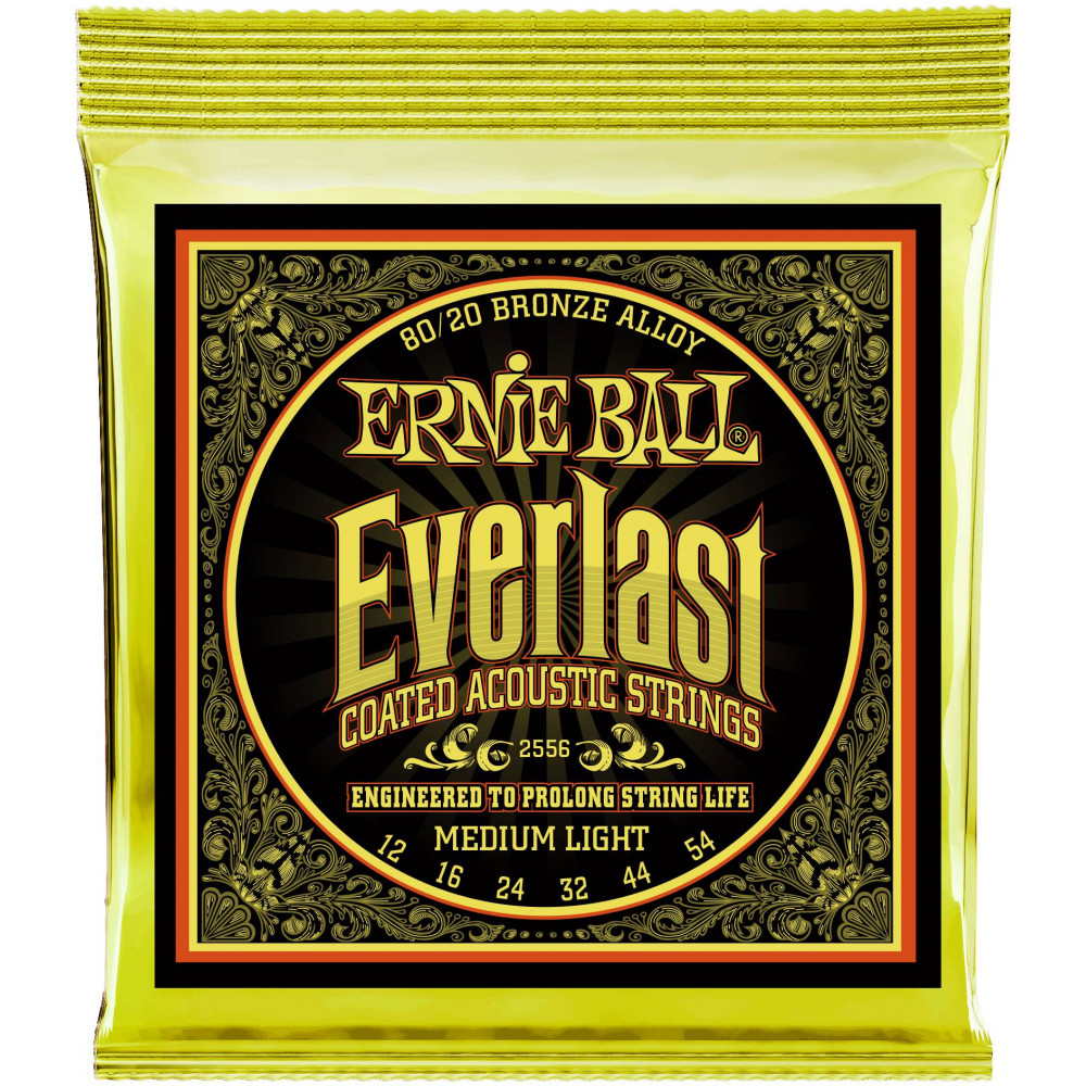 Струны для акустической гитары ERNIE BALL 2556 Everlast Coated 80/20 Bronze Medium Light 12-54