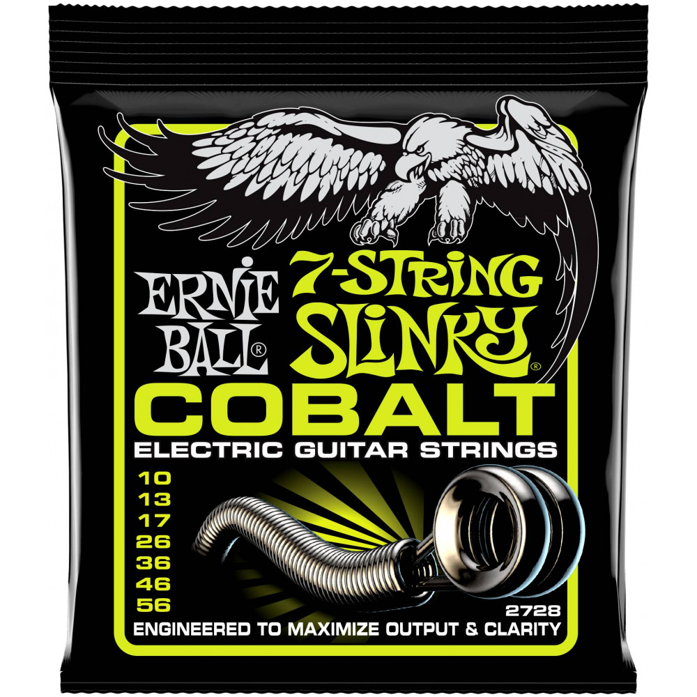 Струны для электрогитары 7-струнной ERNIE BALL 2728 Cobalt Slinky Regular 10-56