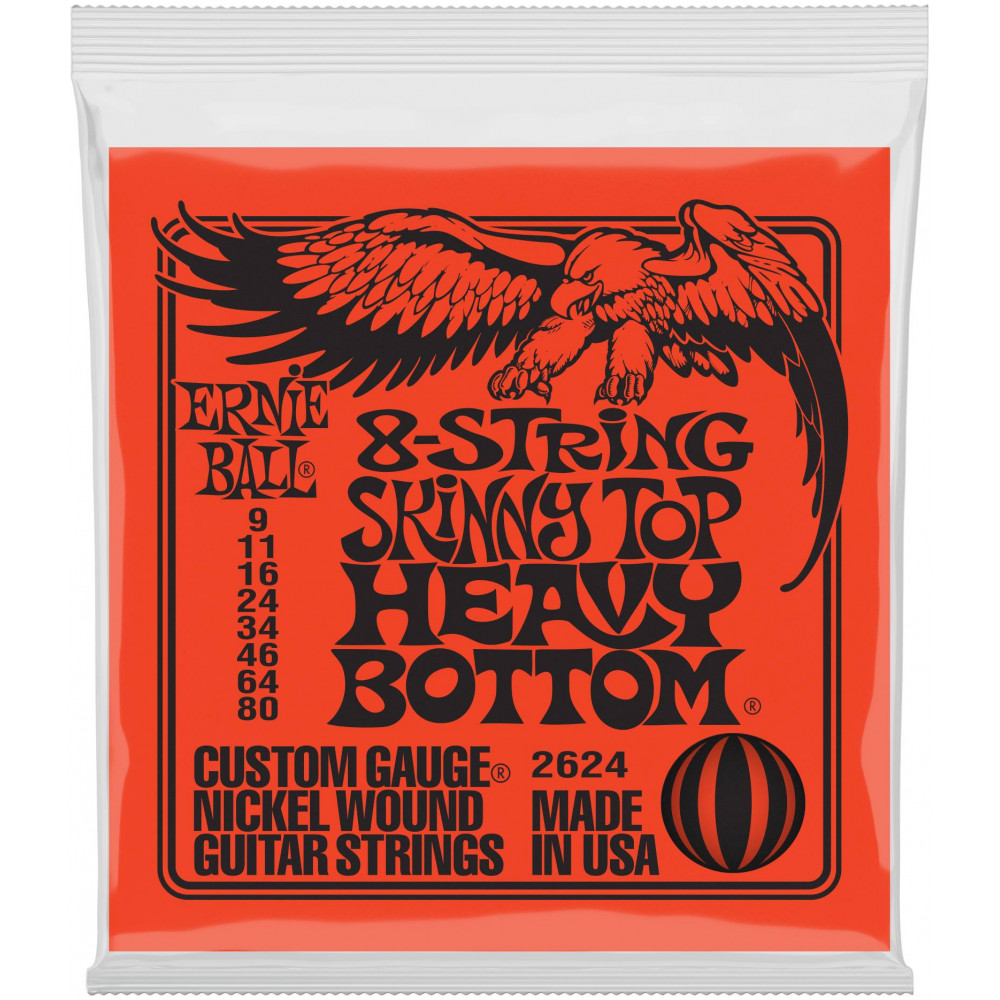 ERNIE BALL 2624 Nickel Wound Slinky Skinny Top Heavy Bottom 9-80 - Струны для электрогитары 8-струнной