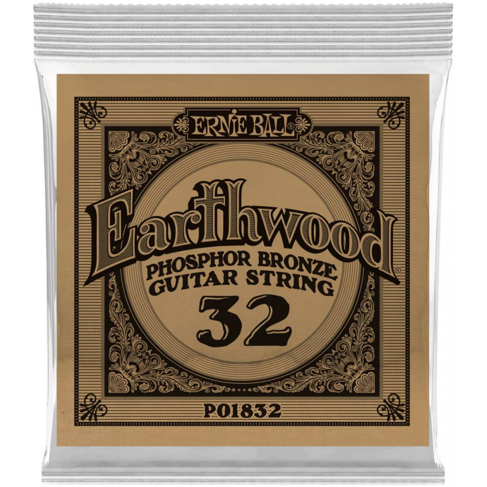 Струна одиночная для акустической гитары ERNIE BALL 1832 Earthwood Phosphor Bronze .032