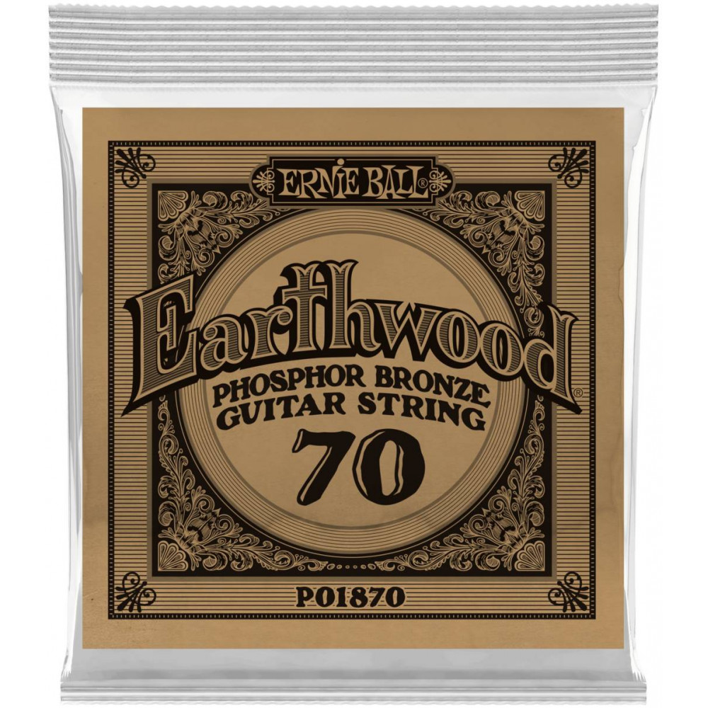 Струна одиночная для акустической гитары ERNIE BALL 1870 Earthwood Phosphor Bronze .070