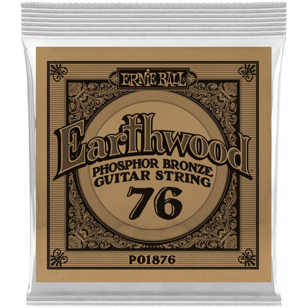 Струна одиночная для акустической гитары ERNIE BALL 1876 Earthwood Phosphor Bronze .076