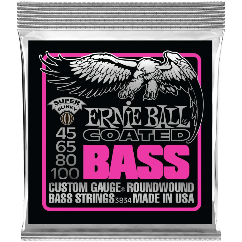 ERNIE BALL 3834 Coated Slinky Super 45-100 - Струны для бас-гитары