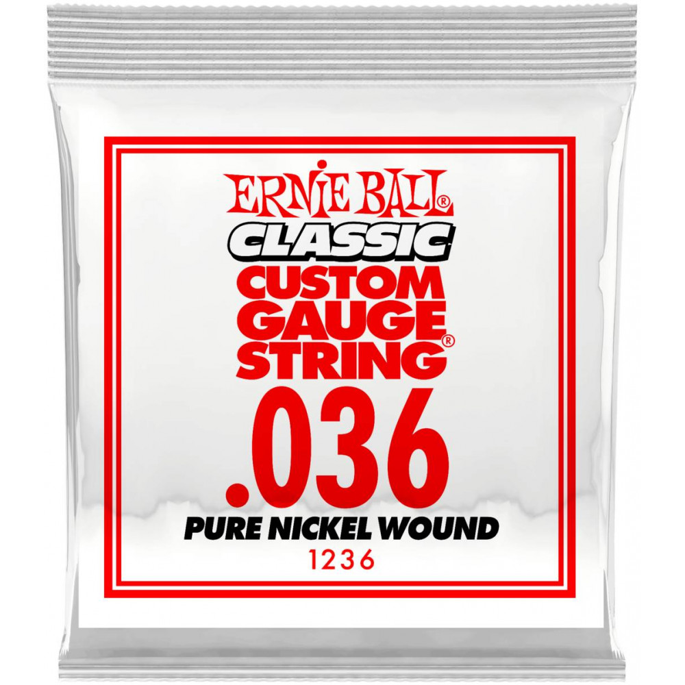 Струна одиночная для акустической и электрогитары ERNIE BALL 1236 Plain Steel .036