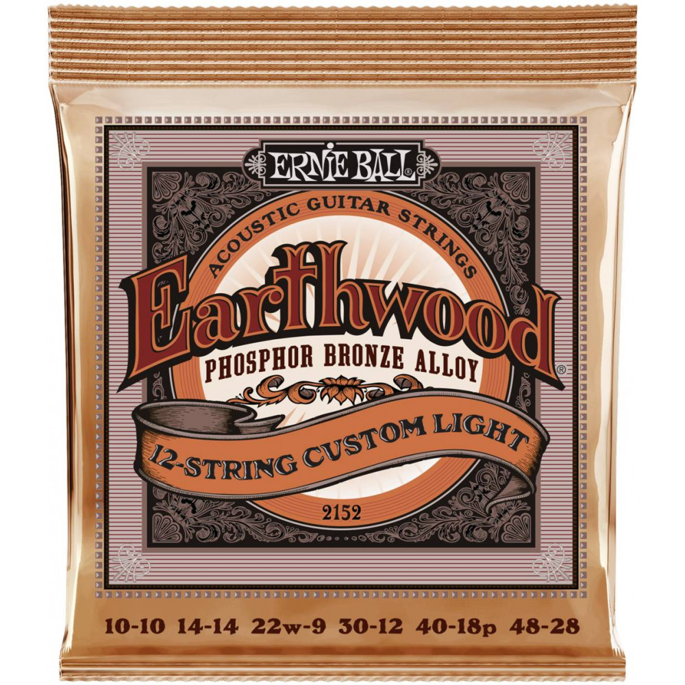 ERNIE BALL 2152 Earthwood Phosphor Bronze Custom Light 10-46 - Струны для акустической 12-струнной гитары
