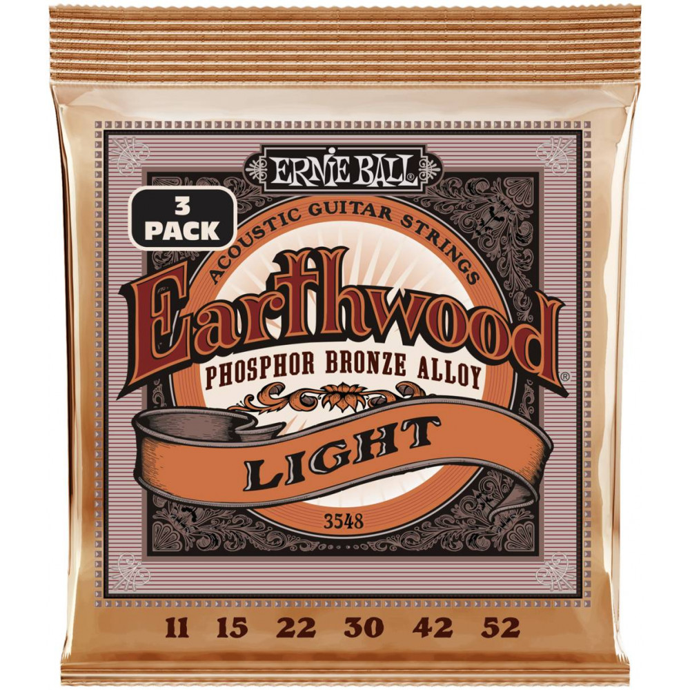 ERNIE BALL 3548 Earthwood Phosphor Bronze Light 3 Pack 11-52 - Струны для акустической гитары
