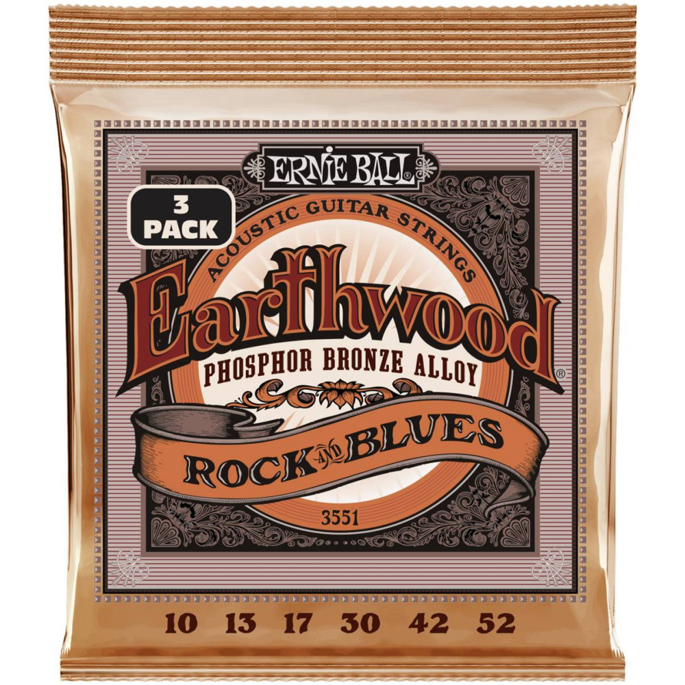 Струны для акустической гитары ERNIE BALL 3551 Earthwood Phosphor Bronze RandB 3 Pack 10-52