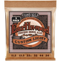 Струны для акустической гитары ERNIE BALL 3545 Earthwood Phosphor Bronze Custom Light 3 Pack 11.5-54