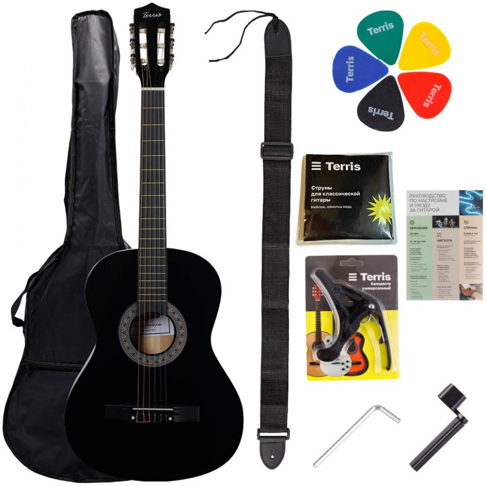 TERRIS TC-038 BK Starter Pack - Гитара классическая в наборе