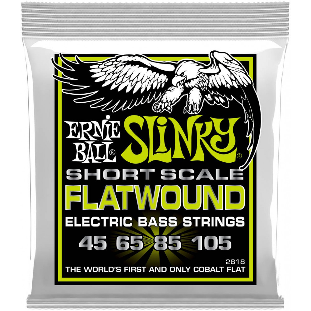 ERNIE BALL 2818 Flatwound Slinky Regular Short Scale 45-105 - Струны для бас-гитары