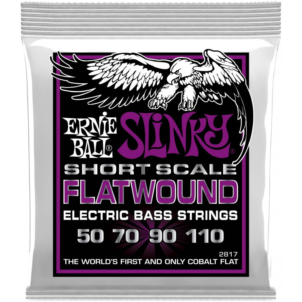 ERNIE BALL 2817 Flatwound Slinky Power Short Scale 50-110 - Струны для бас-гитары