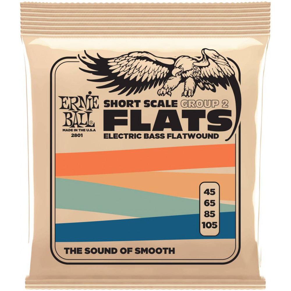 ERNIE BALL 2801 Flatwound Group 2 Short Scale 45-105 - Струны для бас-гитары