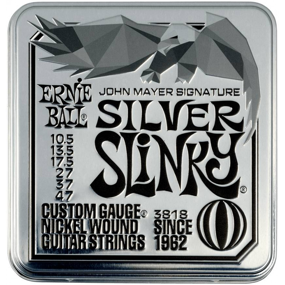 ERNIE BALL 3818 John Mayer Silver Slinky Nickel Wound 10.5-47 (pack 3) - Струны для электрогитары