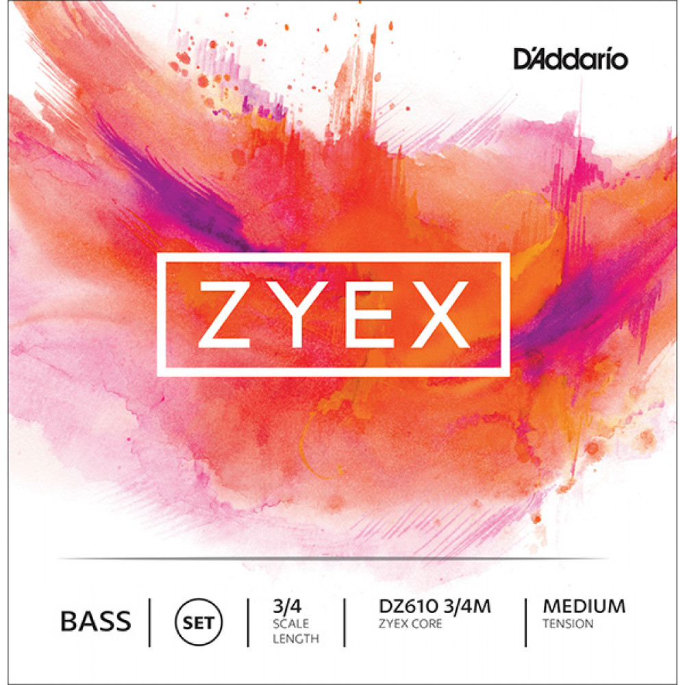 Комплект струн для контрабаса D'Addario DZ610-3/4M Zyex, размером 3/4, среднее натяжение