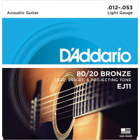 Струны для акустической гитары бронза D'Addario EJ11 BRONZE 80/20, Light 12-53