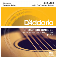 Комплект струн для акустической гитары D'Addario EJ19 Phosphor Bronze, ф/б, Bluegrass, 12-56