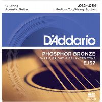 Комплект струн для 12-струнной гитары D'Addario EJ37 Phosphor Bronze, ф/бр, M.Top/H.Bottom, 12-54