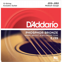 Комплект струн для акустической 12-струнной гитары D'Addario EJ39 Phosphor Bronze, Medium, 12-52