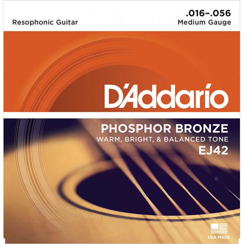 EJ42 Resophonic Комплект струн для резонаторной (добро) гитары, ф/б, 16-56, D'Addario