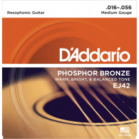 Комплект струн для резонаторной (добро) гитары D'Addario EJ42 Resophonic, ф/б, 16-56