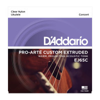 Комплект струн для концертного укулеле D'Addario EJ65C, прозрачный нейлон