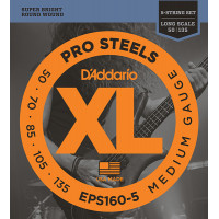 Комплект струн для 5-струнной бас-гитары D'Addario EPS160-5 ProSteels, Medium, 50-135, Long Scale