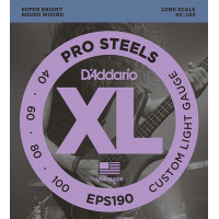 Комплект струн для бас-гитары D'Addario EPS190 ProSteels, Custom Light, 40-100