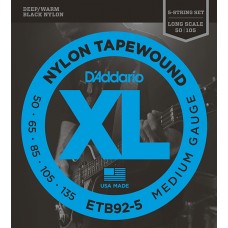 ETB92-5 Tapewound Комплект струн для 5-струнной бас-гитары, нейлон. опл, Medium, 50-135, D'Addario