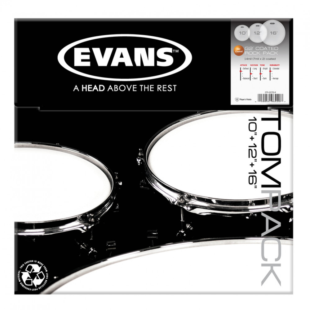 Набор пластика для том барабана Evans ETP-G2CTD-R G2 Coated Rock, 10"/12"/16"