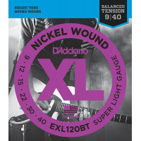 Комплект струн для электрогитары D'Addario EXL120BT Nickel Wound, Super Light, 09-40
