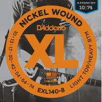 Комплект струн для 8-струнной электрогитары D'Addario EXL140-8 Nickel Wound, Light/Heavy, 10-74