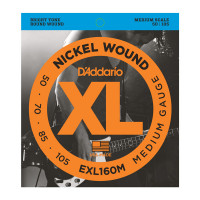 Комплект струн для бас-гитары D'Addario EXL160M Nickel Wound, Medium, 50-105, Medium Scale