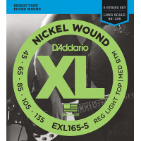Струны для 5-струнной бас-гитары D'Addario EXL165-5 XL NICKEL WOUND, 5-string Long RLTMB 45-135