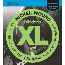 EXL165-6 XL NICKEL WOUND Струны для 6-струнной бас-гитары 6-string Long RLTMB 32-135 D`Addario