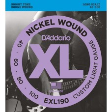 EXL190 XL NICKEL WOUND Струны для бас-гитары Long Custom Light 40-100 D`Addario