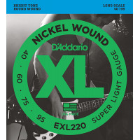 Струны для бас-гитары D'Addario EXL220 XL NICKEL WOUND, Long Super Light 40-95