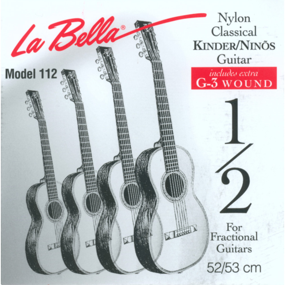 FG112 Комплект струн для классической гитары размером 1/2, посеребренные, La Bella