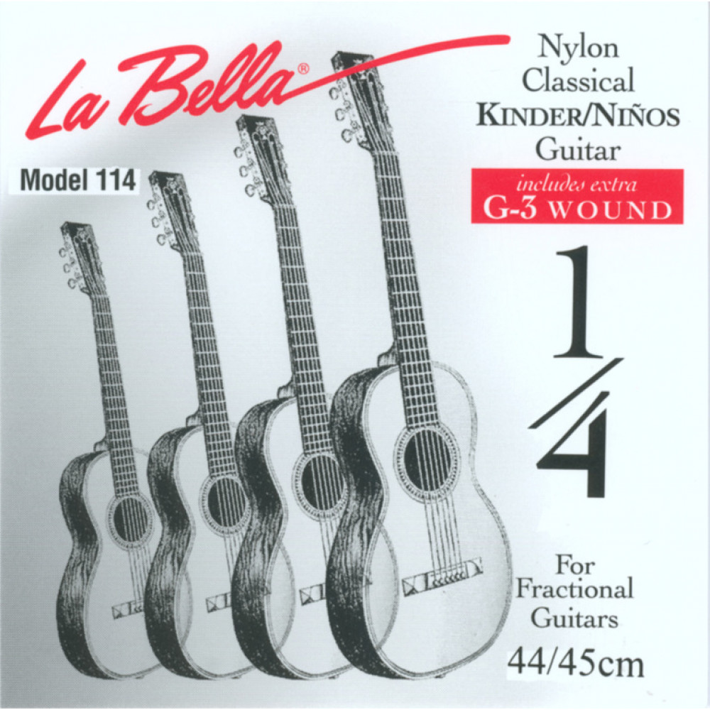 FG114 Комплект струн для классической гитары размером 1/4, посеребренные, La Bella