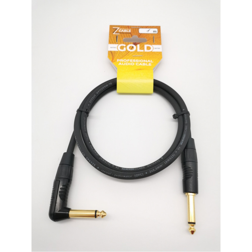 G32-JR-J-0100-0 Акустический кабель 6.3мм, 1м, угловой, ZZcable