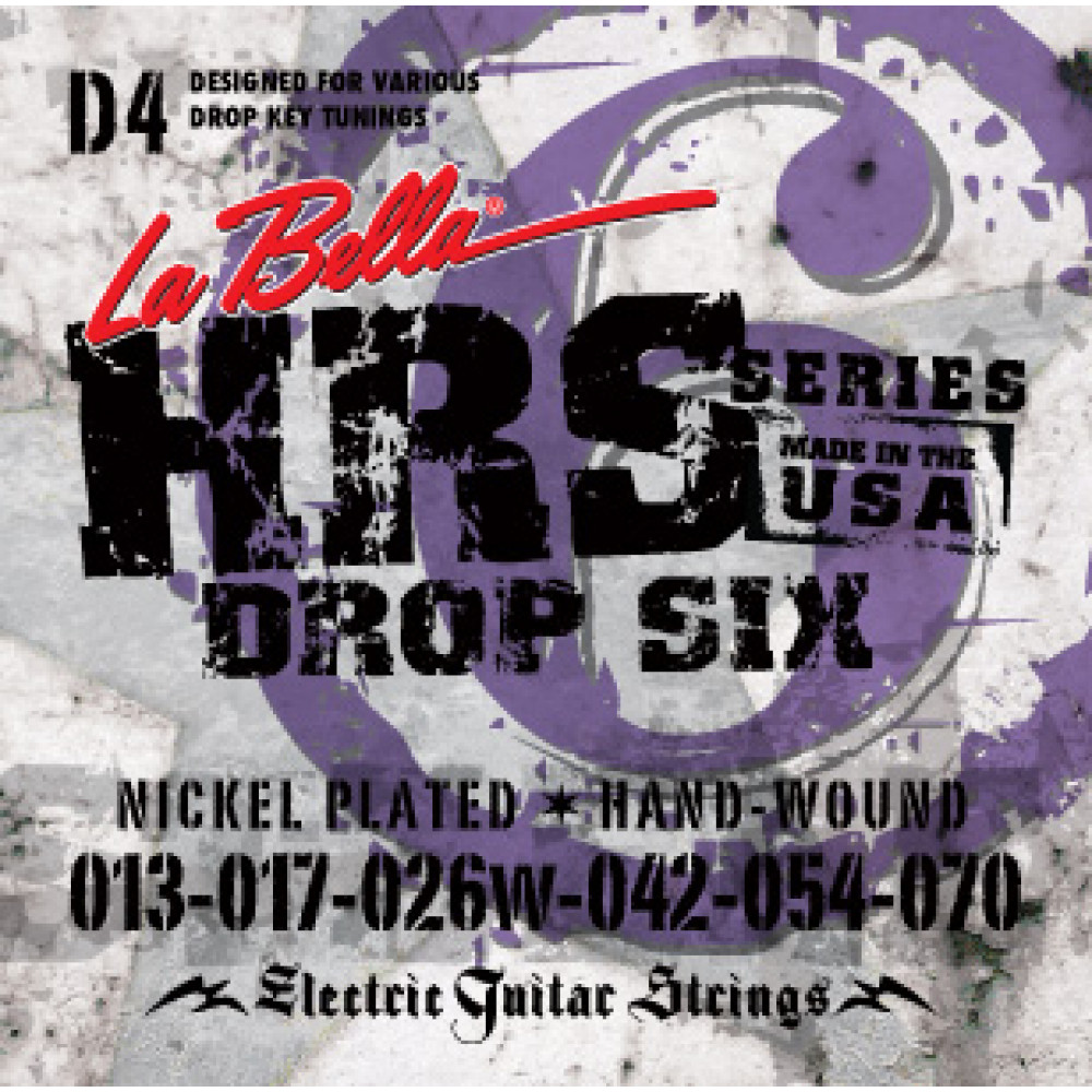 HRS-D4 HRS Drop Tune Комплект струн для электрогитары, никелированные, 13-70, La Bella
