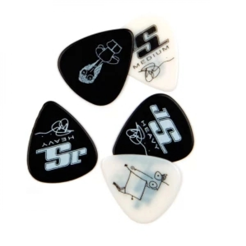 Набор PLANET WAVES JSCD-01, медиаторов: (1шт. стальной.+ 4 шт.стандартных) - Joe Satriani design