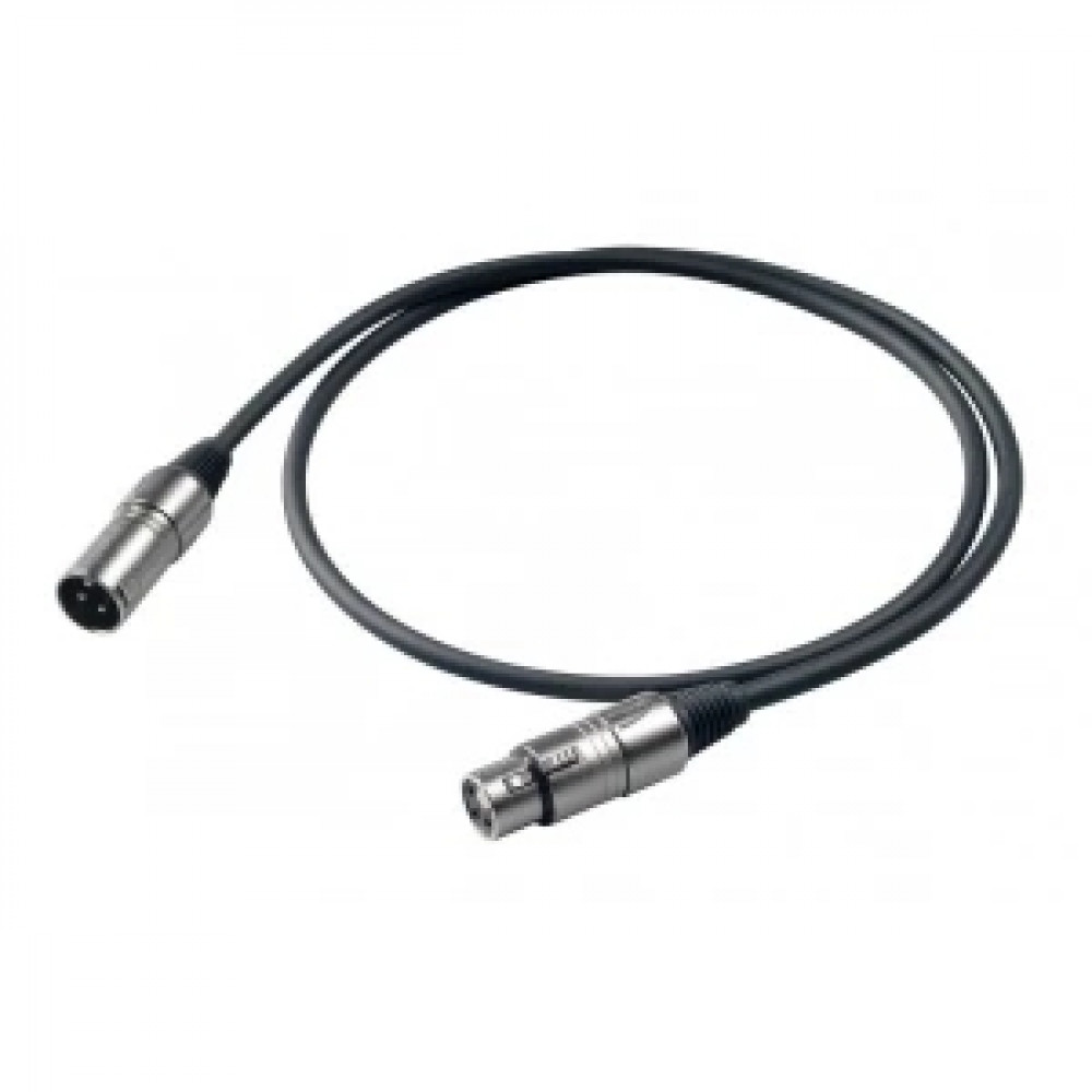 PROEL BULK250LU1 - микрофонный кабель, XLR (папа) <-> XLR (мама), длина - 1м