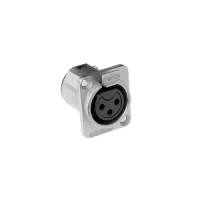 Разъем XLR панельный мама AMPHENOL AC3FDZ, 3 контакта, квадратный фланец, цвет никель