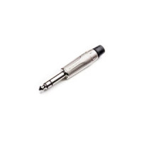 Джек стерео AMPHENOL ACPS-KN, кабельный, 6.3 мм, корпус металл, цвет - никель
