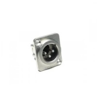 Разъем XLR блочный AMPHENOL AX3MD, 3 контакта, 'папа', квадратный.фланец, покрытие контактов никел