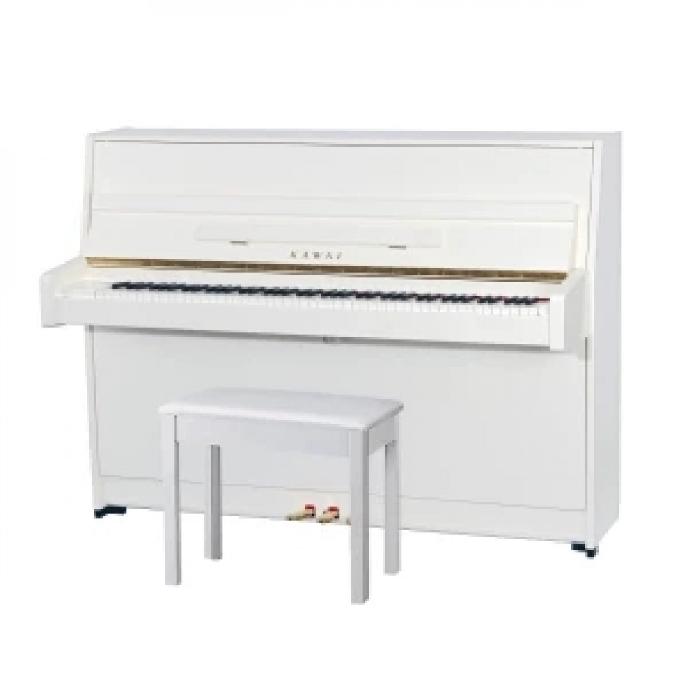 KAWAI K-15E WH/P - пианино, 110х149х59, 193 кг., банкетка (600), белый полир., механизм Ultra Respon